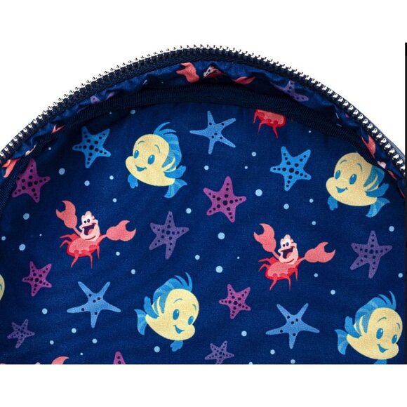 NWT Loungefly Disney Little Mermaid Mini Backpack Ariel Kiss The Girl chibi - Picture 3 of 7